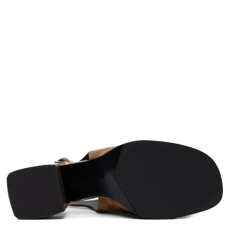 Maciejka Leather Sandals Block Heel Open Back Brown K7521-14/00-1