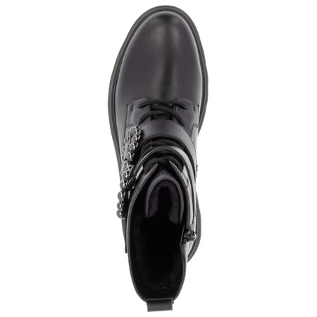 Remonte Botki Damskie Skórzane Ocieplane Black