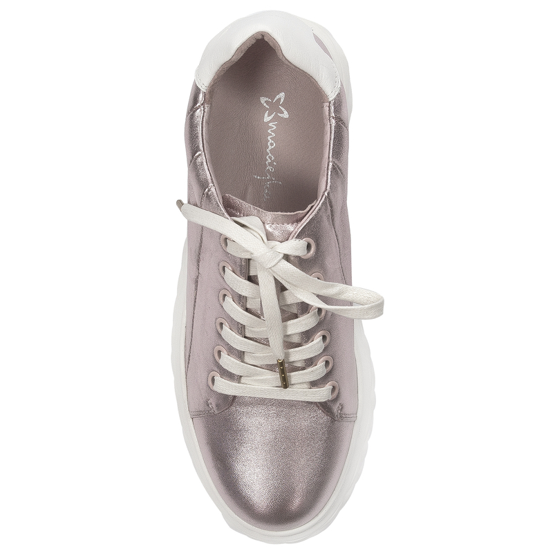 Maciejka Skórzane Sneakersy Miedziane Metaliczne na Platformie N6481-32/00-1