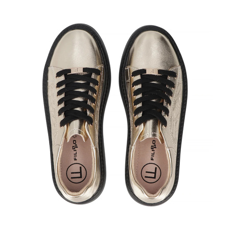 Filippo Gold Leather Sneakers