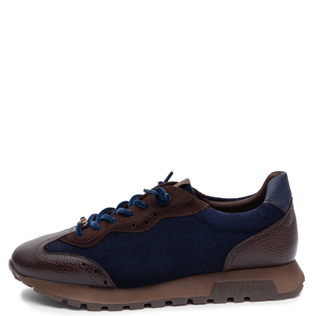 Hispanitas Skórzane Półbuty Sneakersy Damskie Sznurowane Granatowo-Brązowe CHI265106-ESP