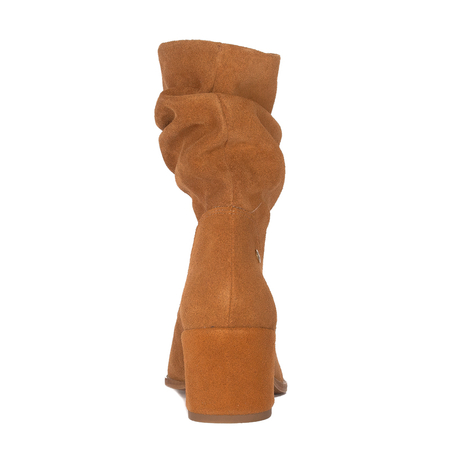 Maciejka Slouch Suede Ankle Boots Block Heel Cognac Brown 06005-29/00-6