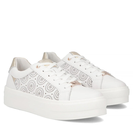 Filippo Skórzane Sneakersy Ażurowe Półbuty Białe DP7668-26-WH