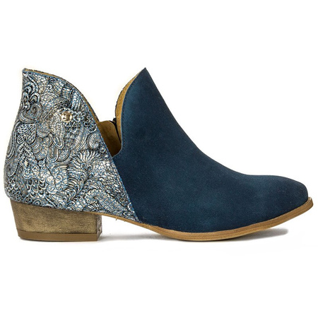 Maciejka Asymmetric Ankle Boots Low Heel Navy 04091-47/00-5