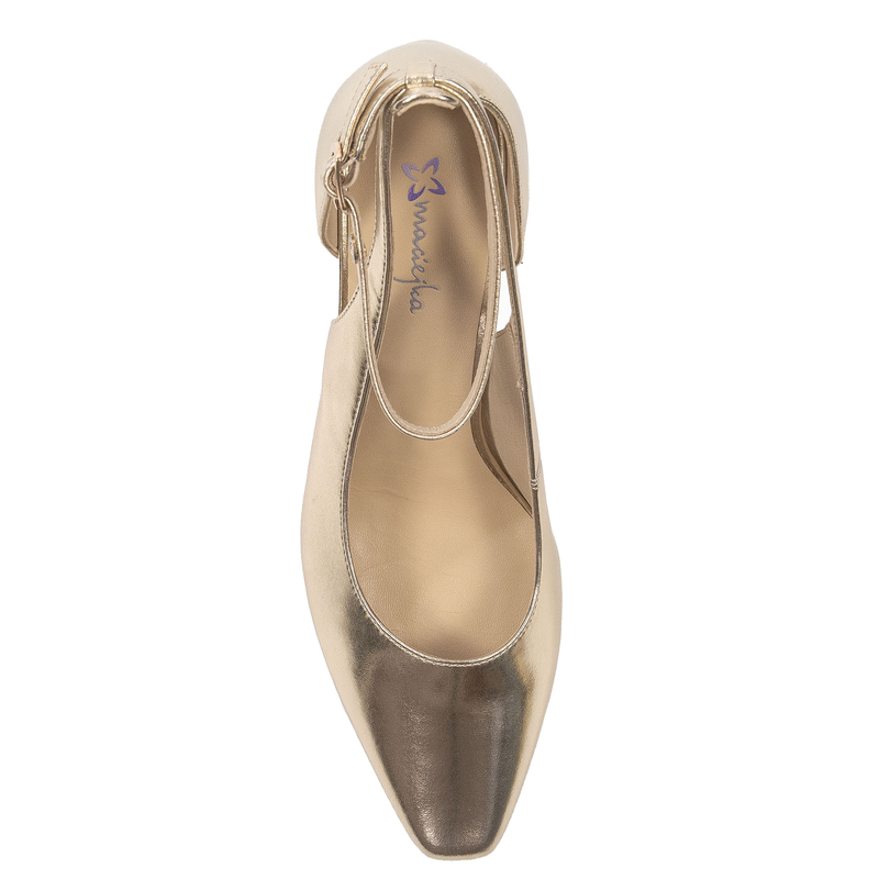 Maciejka Leather Block-Heel Ankle-Strap Pumps Gold K6816-25/00-1