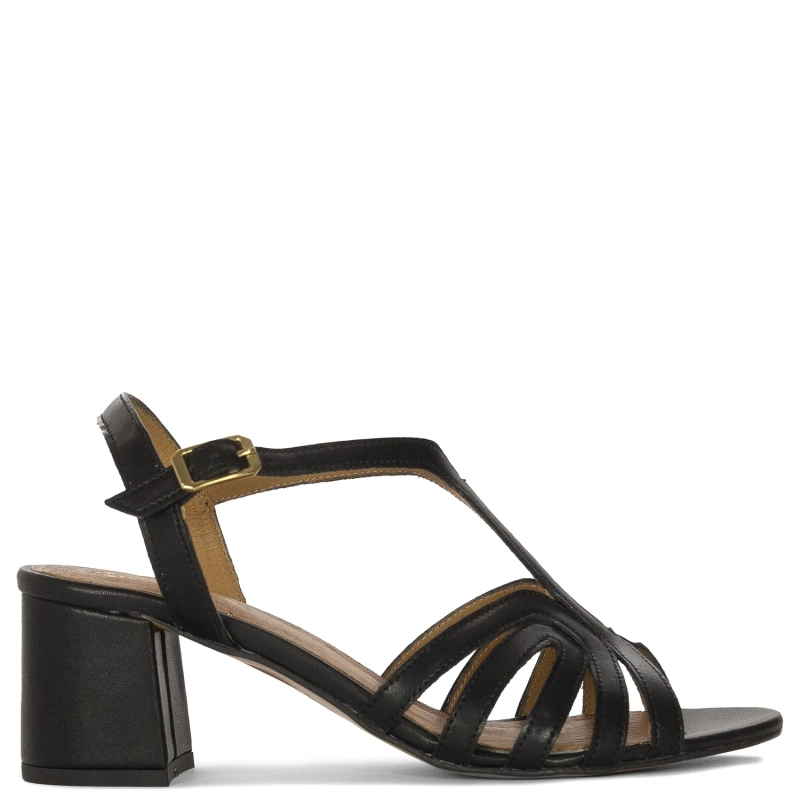 Maciejka Women's Leather Heeled Black Sandals