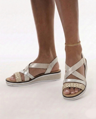 Rieker Comfortable Platform Sandals Gold V3663-90