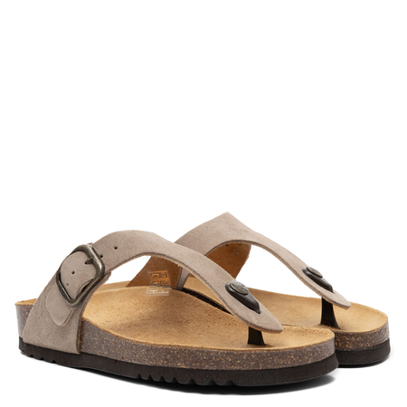 Scholl Leather Adjustable Toe-Post Sandals with Cork Footbed Beige F00740-2361