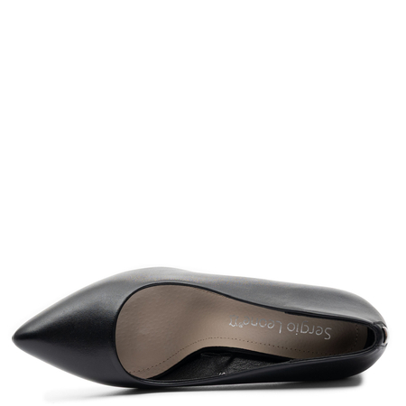 Sergio Leone Pointed-Toe Block-Heel Pumps Black PB216-CZARNY-PU
