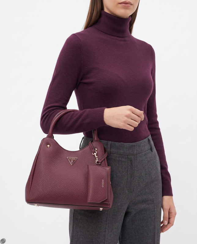 Guess Elegant Classic Women's Handbag with Pouch Burgundy HWBG2306220-BORDO