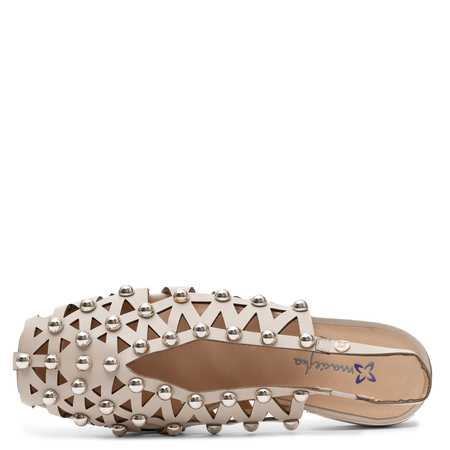 Maciejka Leather Cutout Slingback Flats With Silver Studs Beige K7480-04/00-1