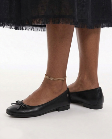 Maciejka Leather Classic Ballerinas With Bow Black P6800-01-00-0