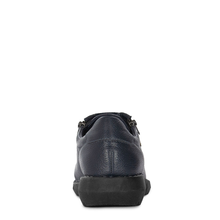 Maciejka Leather Elastic-Lace Women’s Low Shoes Dual-Zip Navy P7238-17/00-1