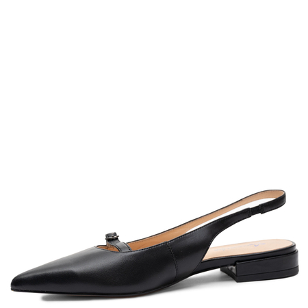 Maciejka Skórzane Slingback Czółenka Płaskie Czarne K7449-01/00-1