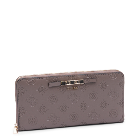 Guess Elegancki Zapinany Na Zamek Portfel Damski Z Paskiem Brązowy SWPD2225146-TAUPE