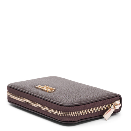 Guess Elegancki Zapinany Na Zamek Portfel Damski Brązowy SWBG9735140-BROWN