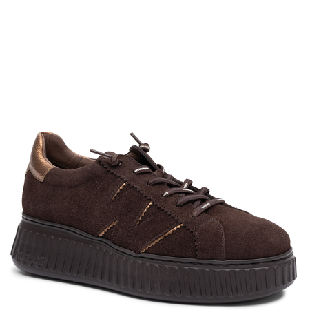 Wonders Comfortable Leather Platform Sneakers Brown A-5201-Tes-Oro