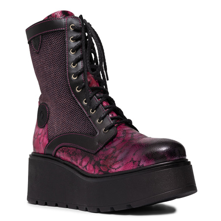 Maciejka Leather Lace-Up Platform Ankle Boots Pink 06720-15/00-8