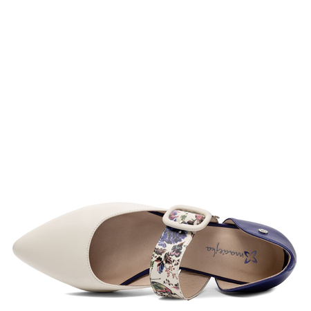 Maciejka Leather D’Orsay Flats Pointed-Toe Beige-Purple K7438-05/00-1