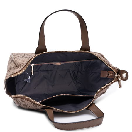 Guess Elegancka Torebka Klasyczna do Ręki i na Ramię Monogram Beżowa TWNB2168019-LATTE