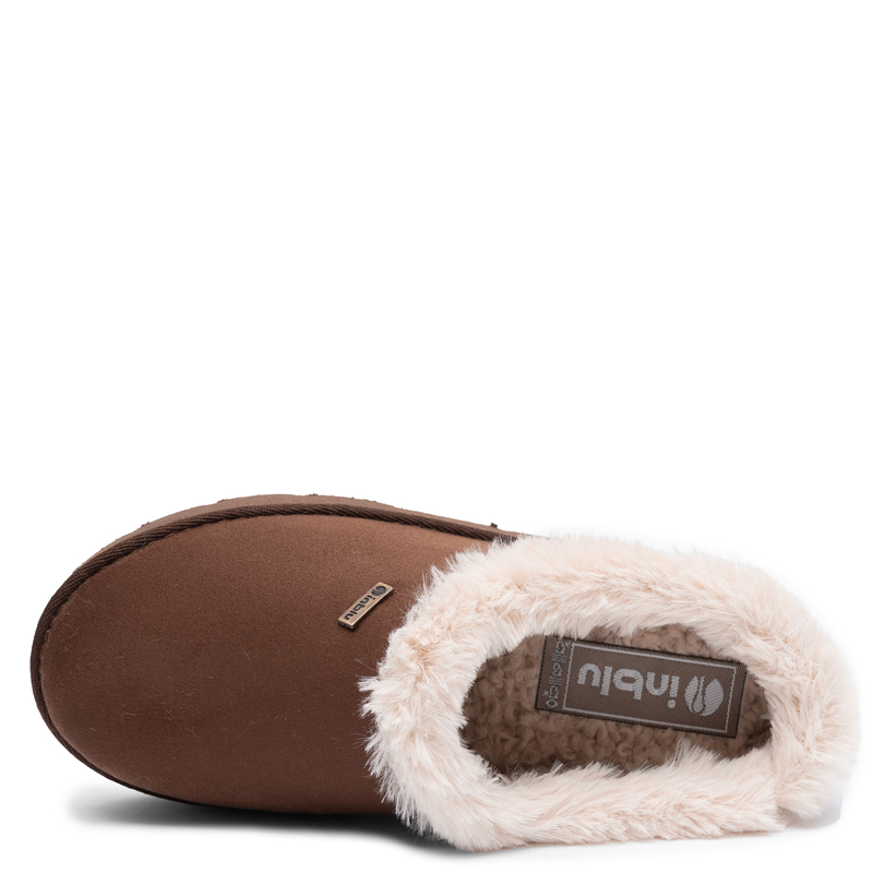 Inblu Warm Faux Fur Slip On Home Slippers Brown DR000004