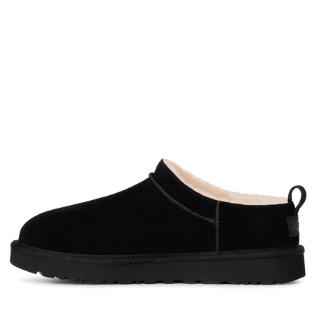 UGG Skórzane Wsuwane Półbuty Ocieplane Damskie Na Platformie W Classic Micro Black 1173891-BLK