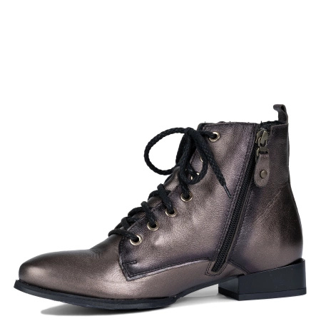 Maciejka Striking Leather Ankle Boots Metallic Bronze with Decorative Buckle 07128-02-00-8