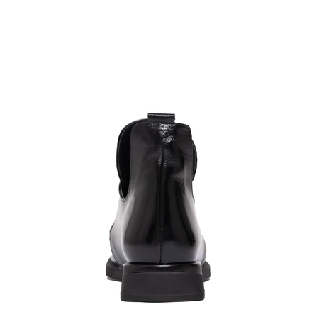 Boccato Botki Damskie Lakierowane Botki Wsuwane Czarne 049-1738SA-102T