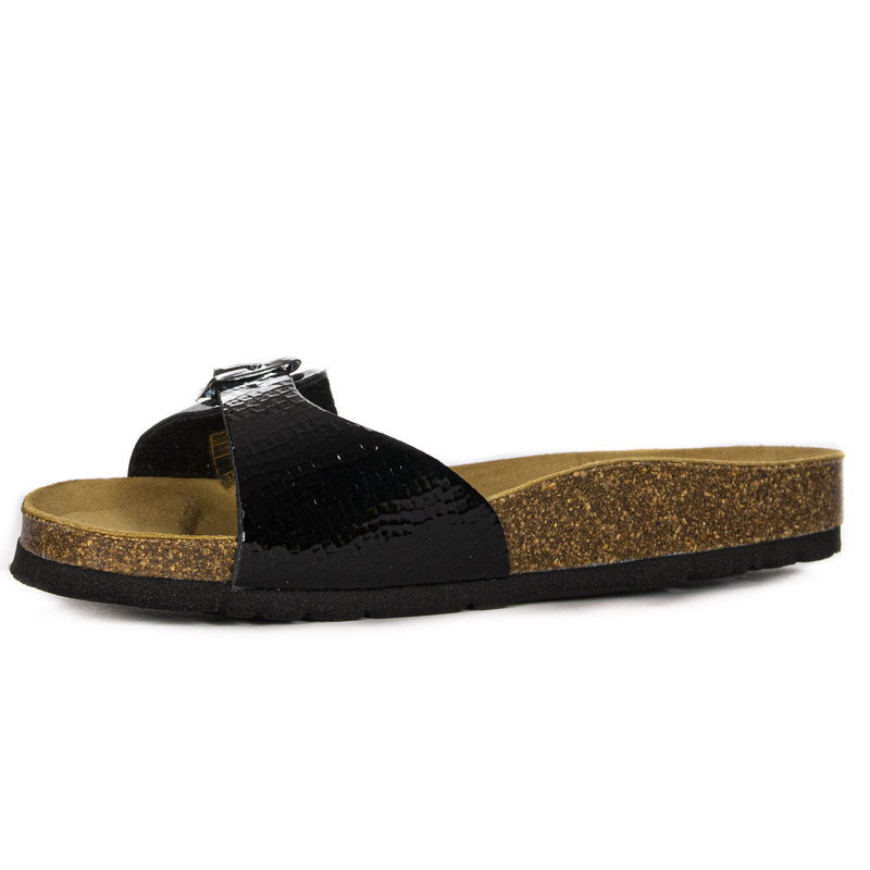 Pepe Jeans Klapki damskie Oban Ferrara W Black czarne lakierowane