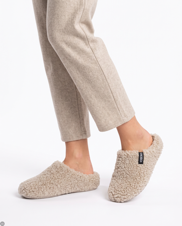 Verbenas Warm Faux Fur Slippers Clogs Beige YORKCURLY-BEIGE