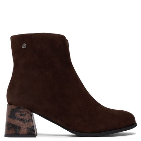 Maciejka Suede Leather Ankle Boots Block Heel Women’s Chocolate Brown K7202-02/00-8