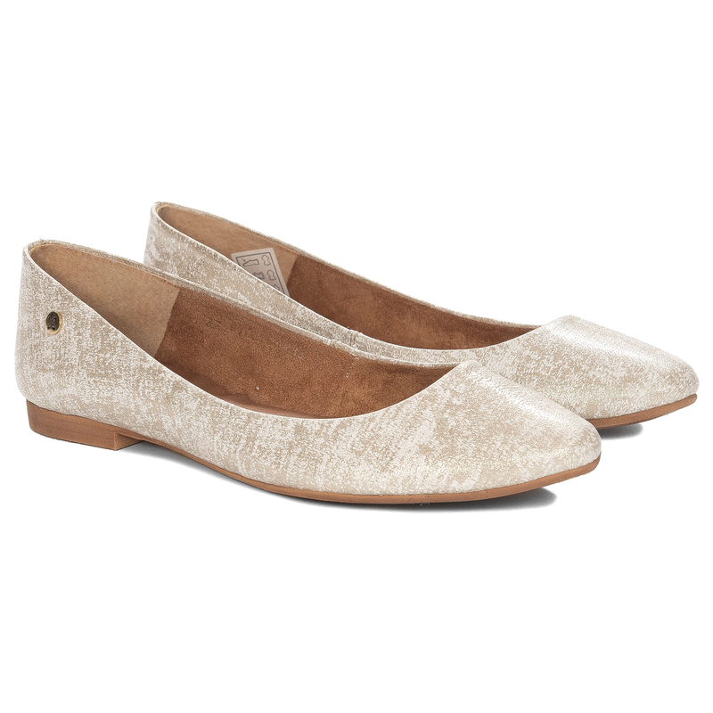 Maciejka Women's Leather White and Gold Ballerinas