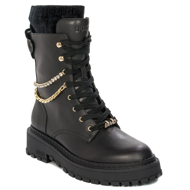 Liu Jo Women's Leather Platform Rumi 10 Boots Black