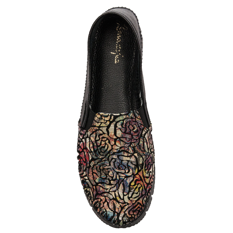 Maciejka 03512-58/00-0 Black + Flowers Flat Shoes