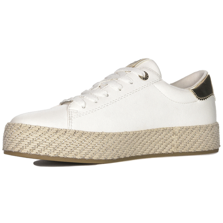 Tamaris Sneakersy damskie na platformie White Gold biało-złote