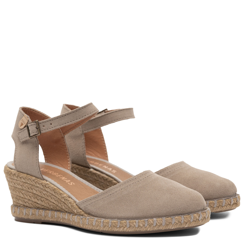 Verbenas Malena Women's Suede Leather Wedge Espadrilles Beige MALENA-SERTAN-PIE