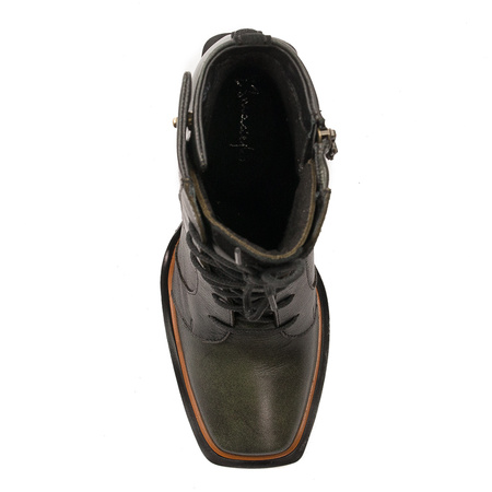 Maciejka Lace-Up Ankle Boots Block Heel Green 05667-09/00-8