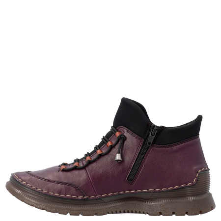 Rieker Comfortable Lace-Up Women's Ankle Boots Flat Burgundy 53650-30-RED