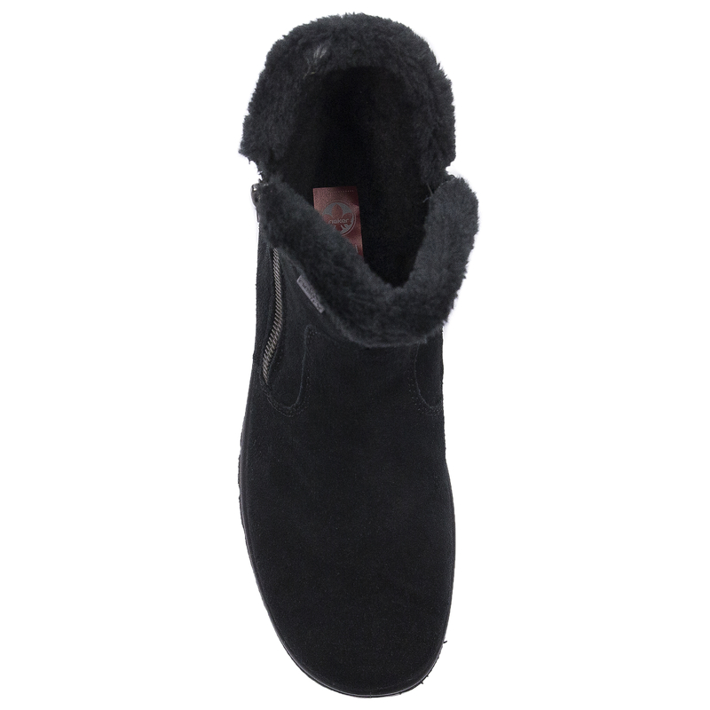 Rieker Women's Black Insulated Ankle Boots With Side Zipper L7162-00-BLK
