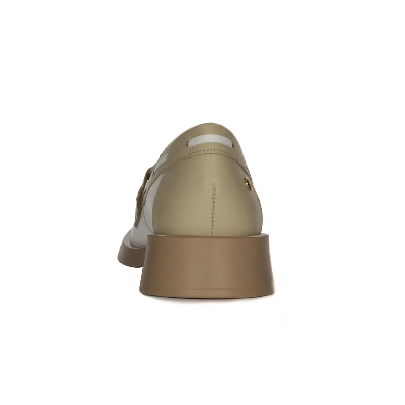 Maciejka Women's half shoes lords leather white + beige