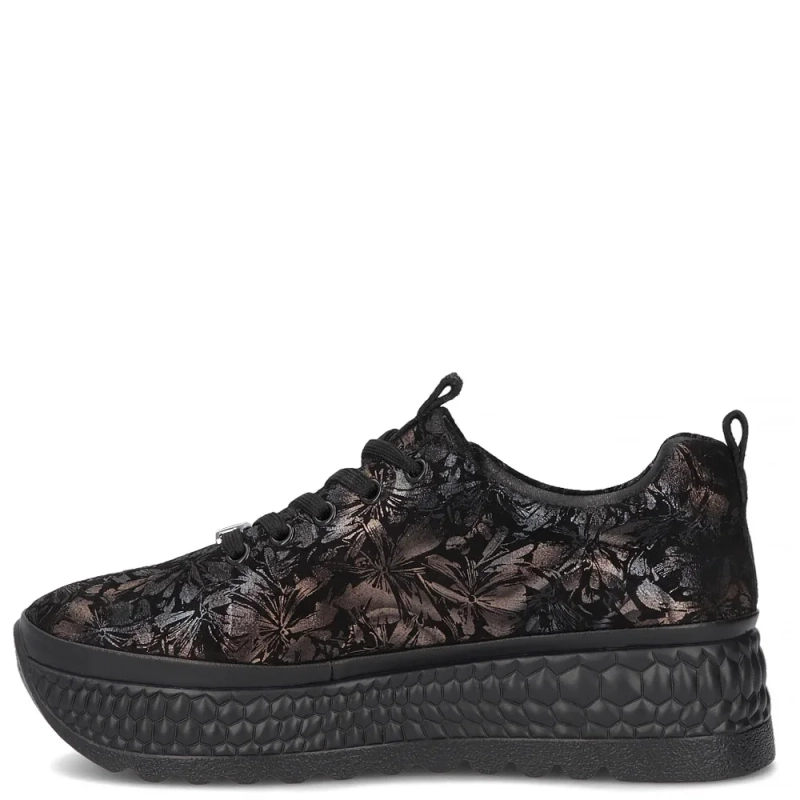 Filippo Skórzane Wzorzyste Sneakersy Na Platformie Czarne DP7284-26-BK-FL