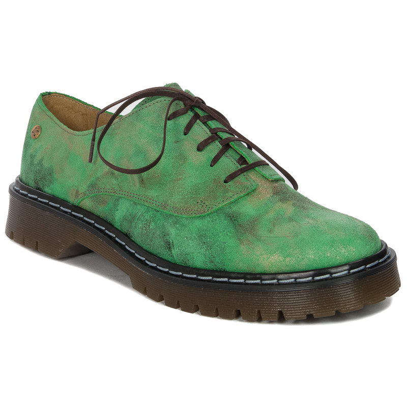 Maciejka 04087-09/00-5 Green+Gold Flat Shoes