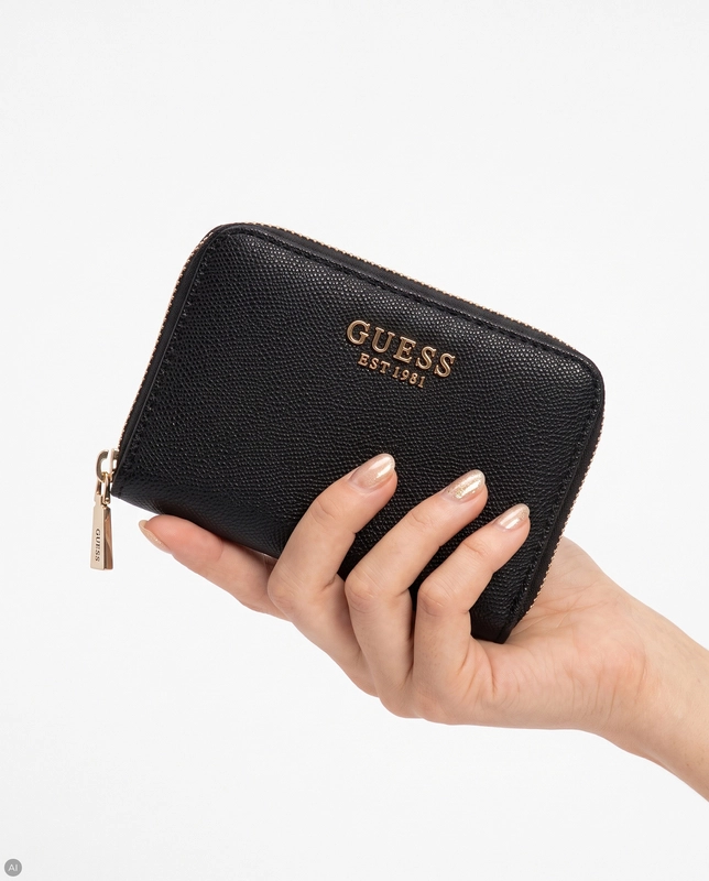 GUESS Portfel Damski Mały Zamek Czarny SWBG7898140-BLACK