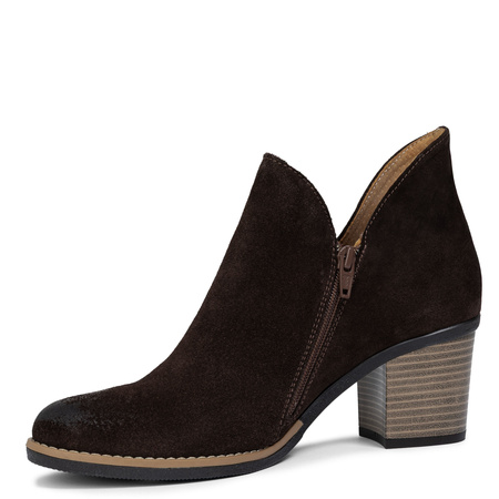 Maciejka Chocolate Suede Block Heel Ankle Boots with V-Cut 04492-100/00-5