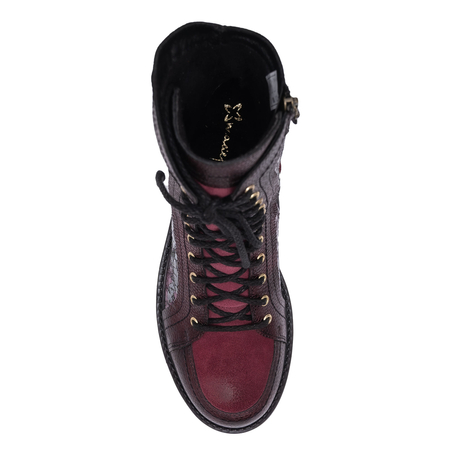 Maciejka Leather Lace-Up Ankle Boots Chain Detail Burgundy 07097-23/00-8