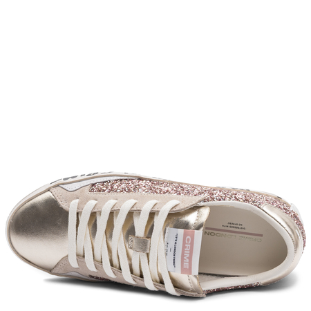 Crime London Skórzane Brokatowe Sneakersy Różowe 20008PP7.26