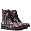Geox Lace-Up Floral Ankle Boots With Zipper Black/Pink J049QD-00004