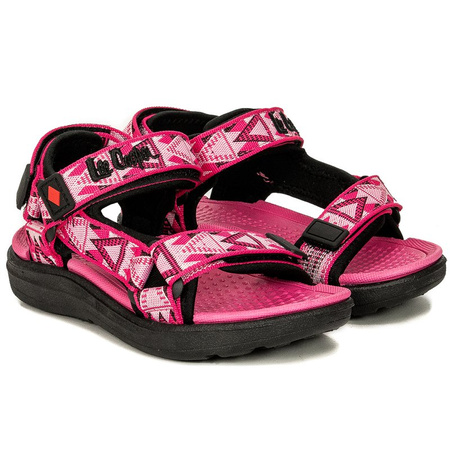Lee Cooper Sandały dziecięce dziewczęce na rzepy Black Fuxia