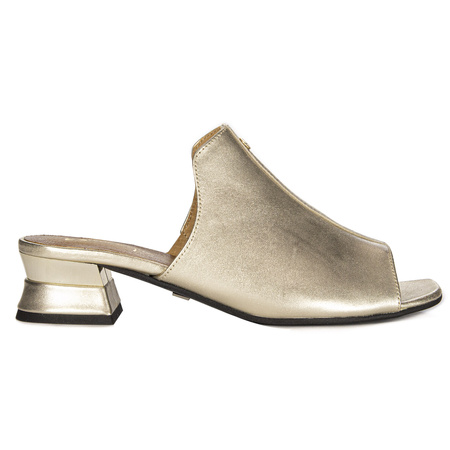 Maciejka Klapki damskie skórzane złote
