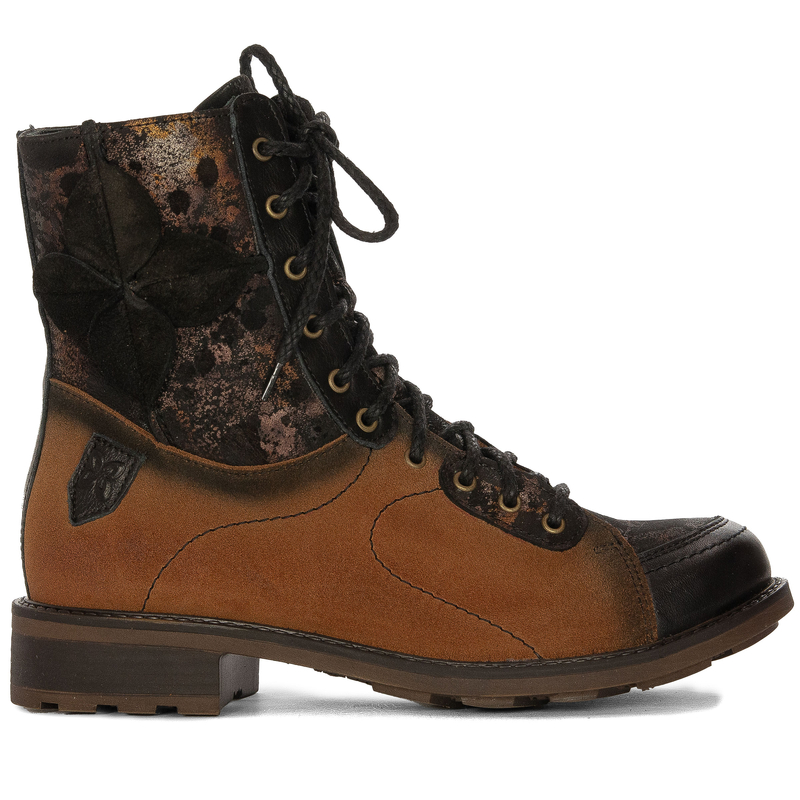 Maciejka Suede Lace-Up Ankle Boots Side-Zip Rust Black 07004-29/00-8